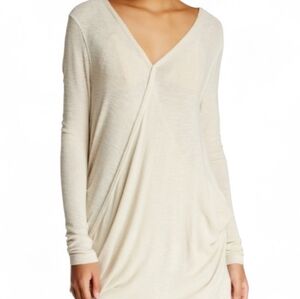 WE THE FREE Blouse by Free People Long Sleeve Wrap Top Oatmeal XS